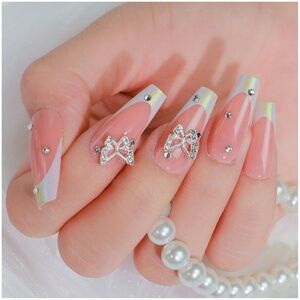 Diamond Dazzle 3D Long Coffin Press On Nails